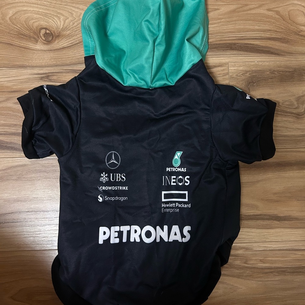 Mercedes AMG Petronas Black and Teal Dog Hoodie